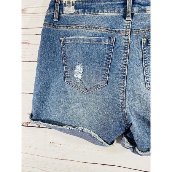 Vanilla Star Jean Shorts Sz 11 Denim Rolled Cuff Booty Mini Juniors Raw Hem - Picture 5 of 7